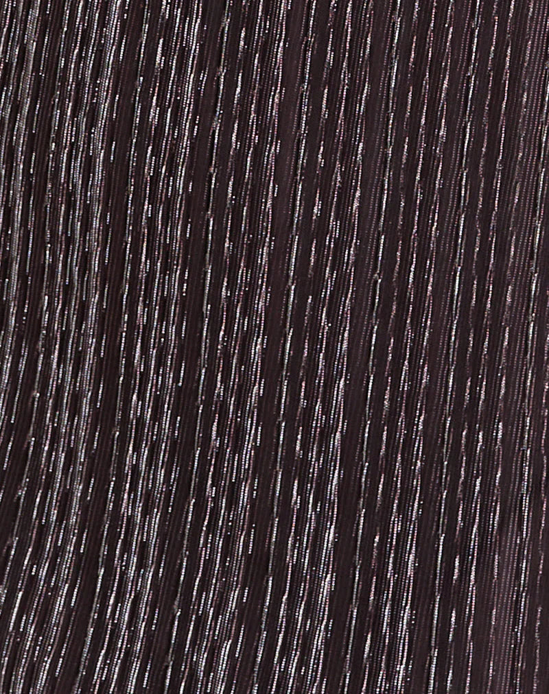 Cheria Mini Dress in Shimmer Plisse Brown