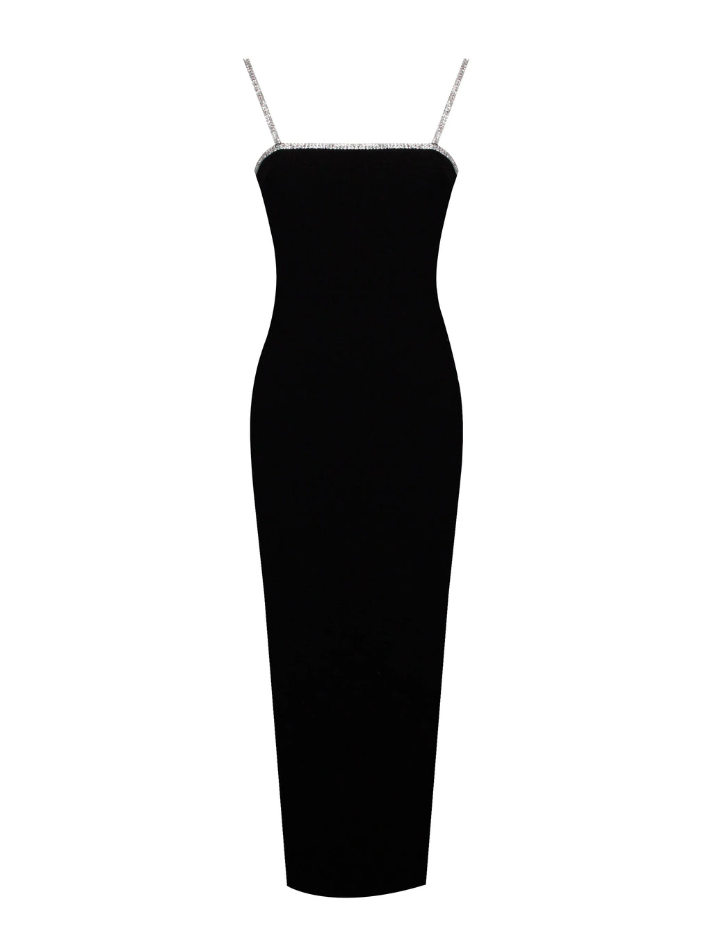 Flore Black Crystal Straps Backless Gown With Bow