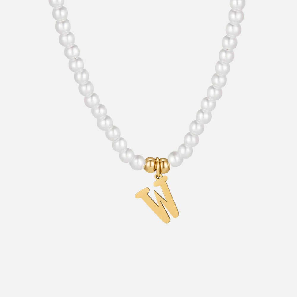 Vioraia Letter Pearl Necklace
