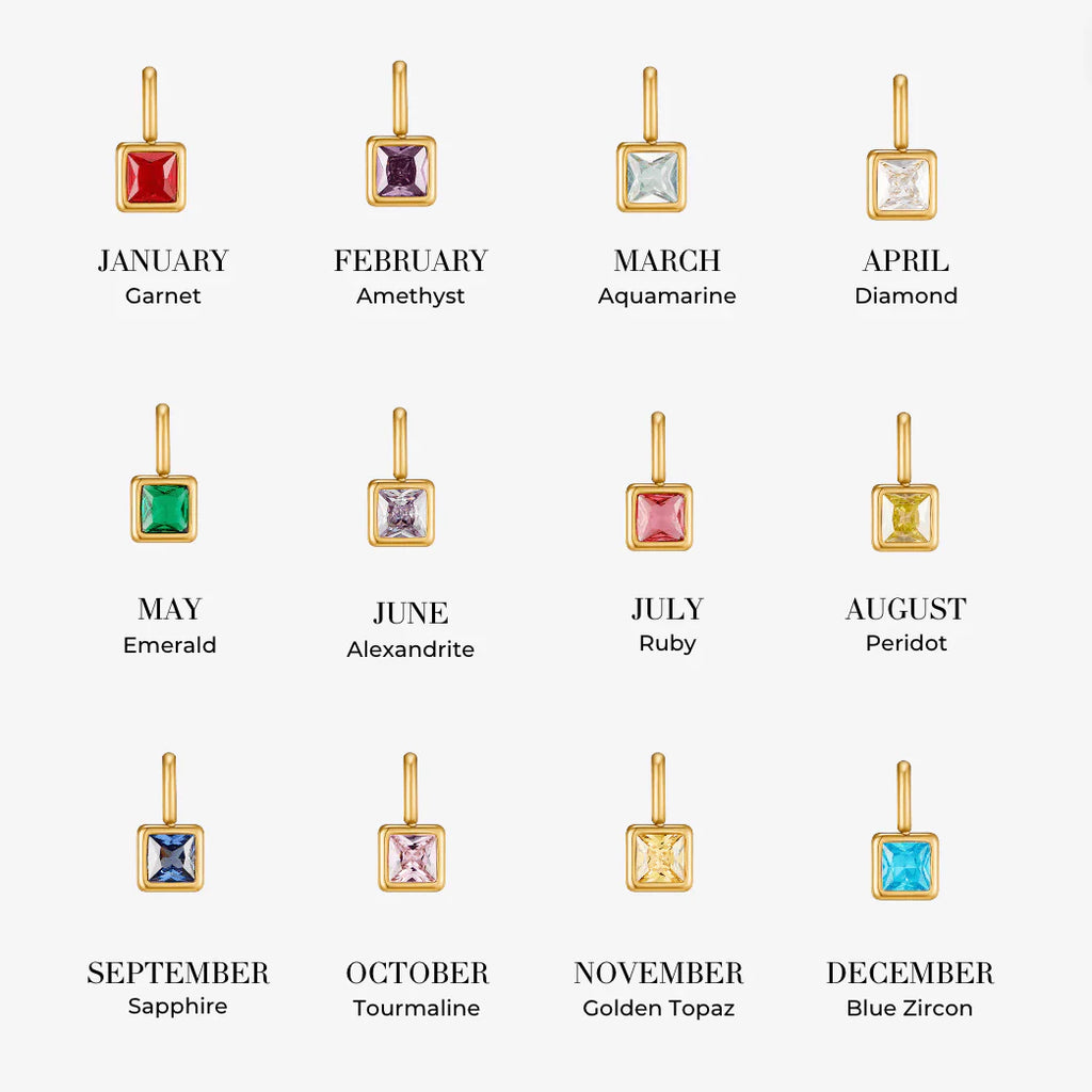 Vioraia Square Pendant Birthstone Necklace
