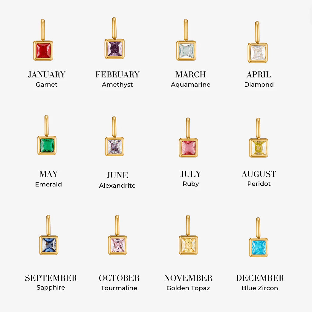 Vioraia Square Pendant Birthstone Necklace