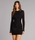 Sleek Impact Rhinestone Sheer Mesh Mini Dress