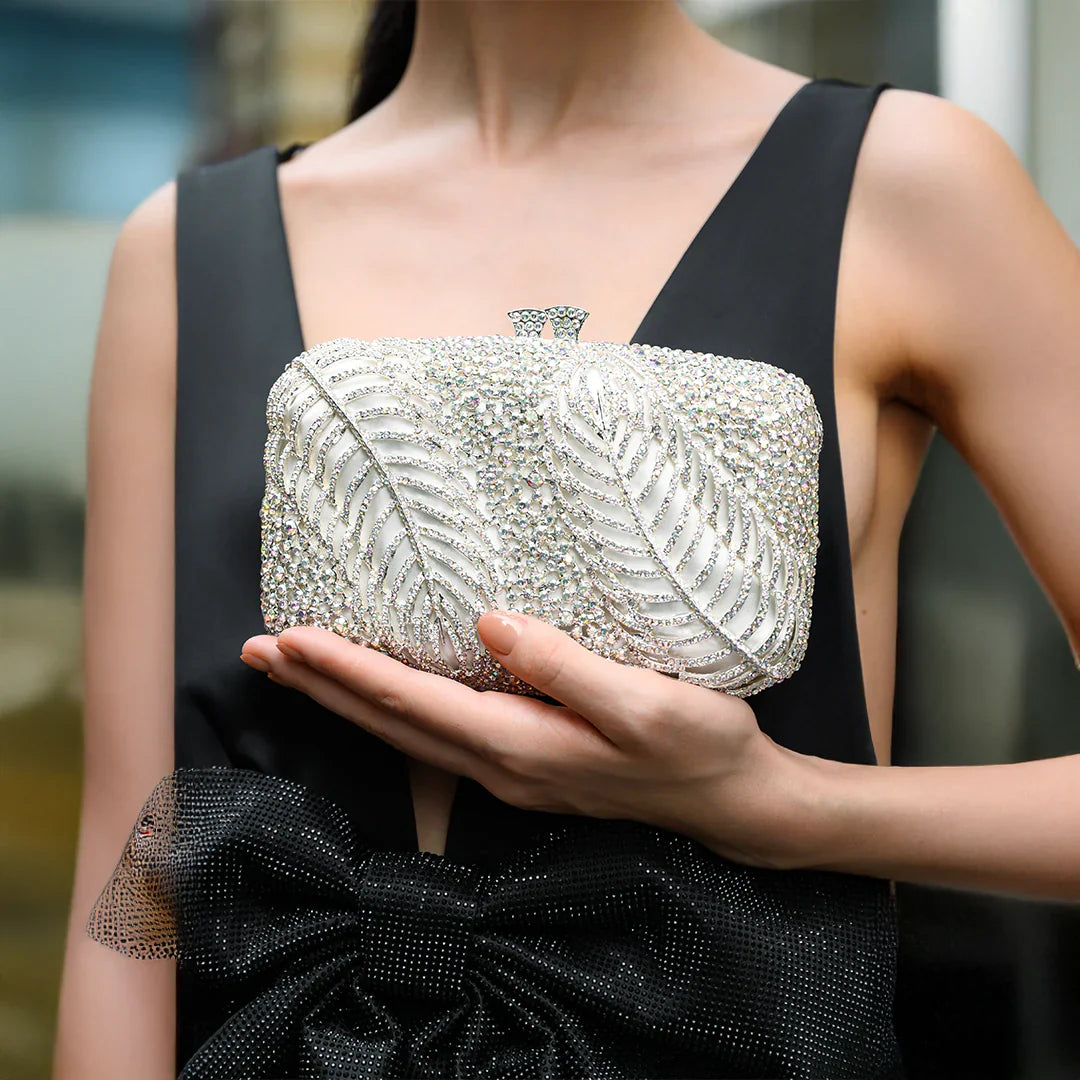 Vioraia Sparkling Leaves Clutch Bag