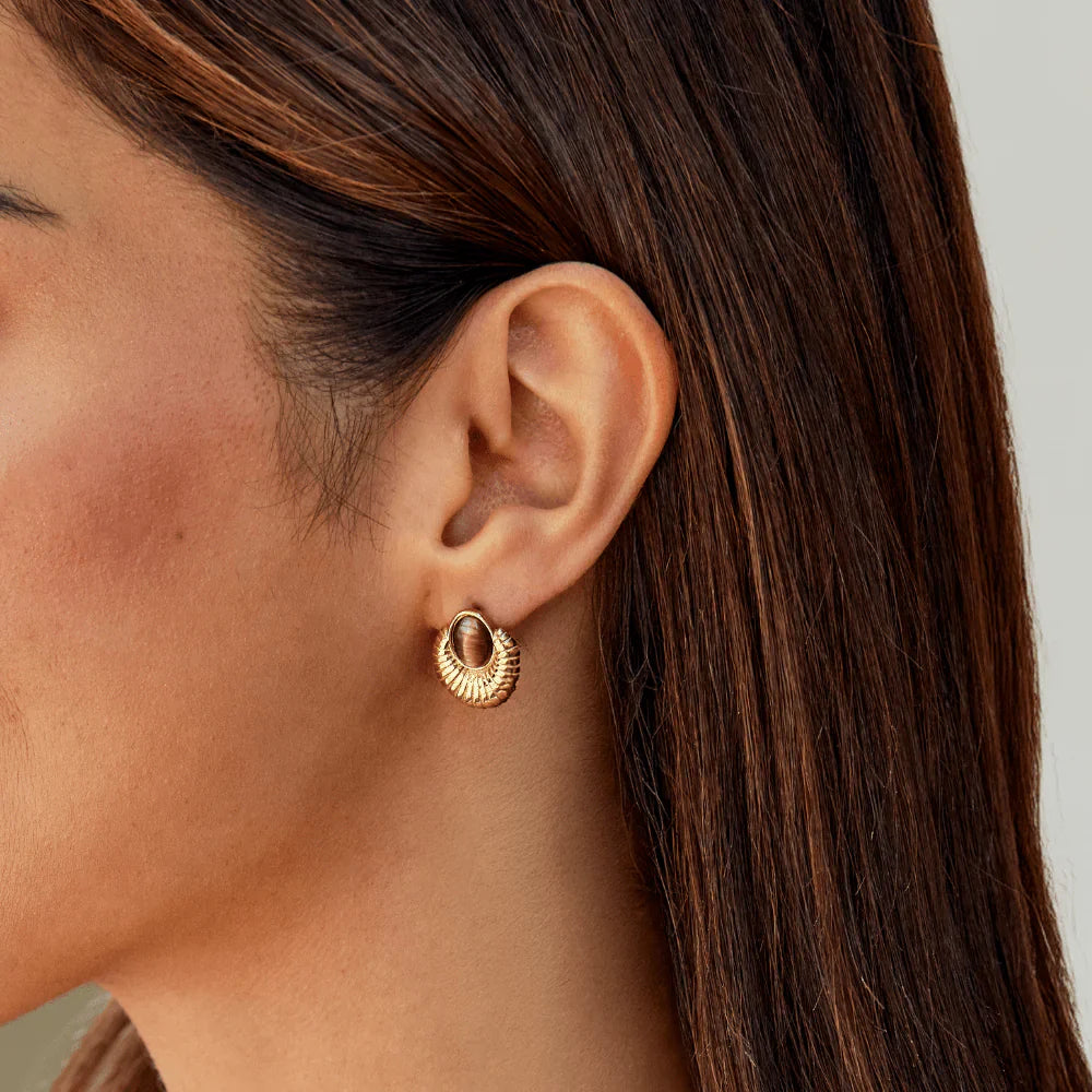 Vioraia Bohemia Gold Tiger Eye Earrings