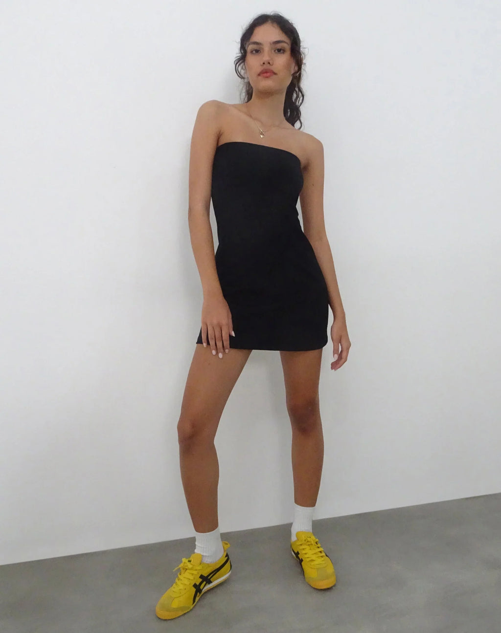 Jeriah Bandeau Mini Dress in Black