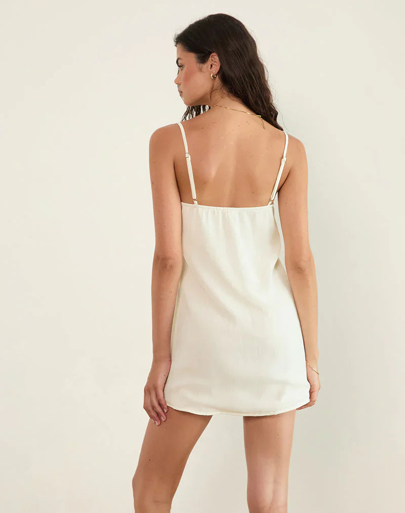 Juvia Babydoll Mini Dress in Chiffon Ivory