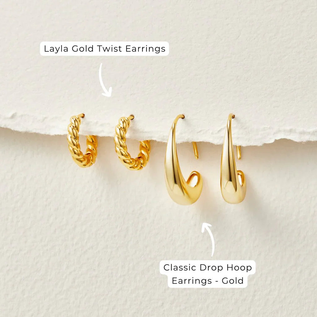 Vioraia Classic Drop Hoop Earrings
