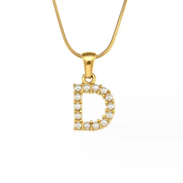 Vioraia Letter Pearl Charm Necklace
