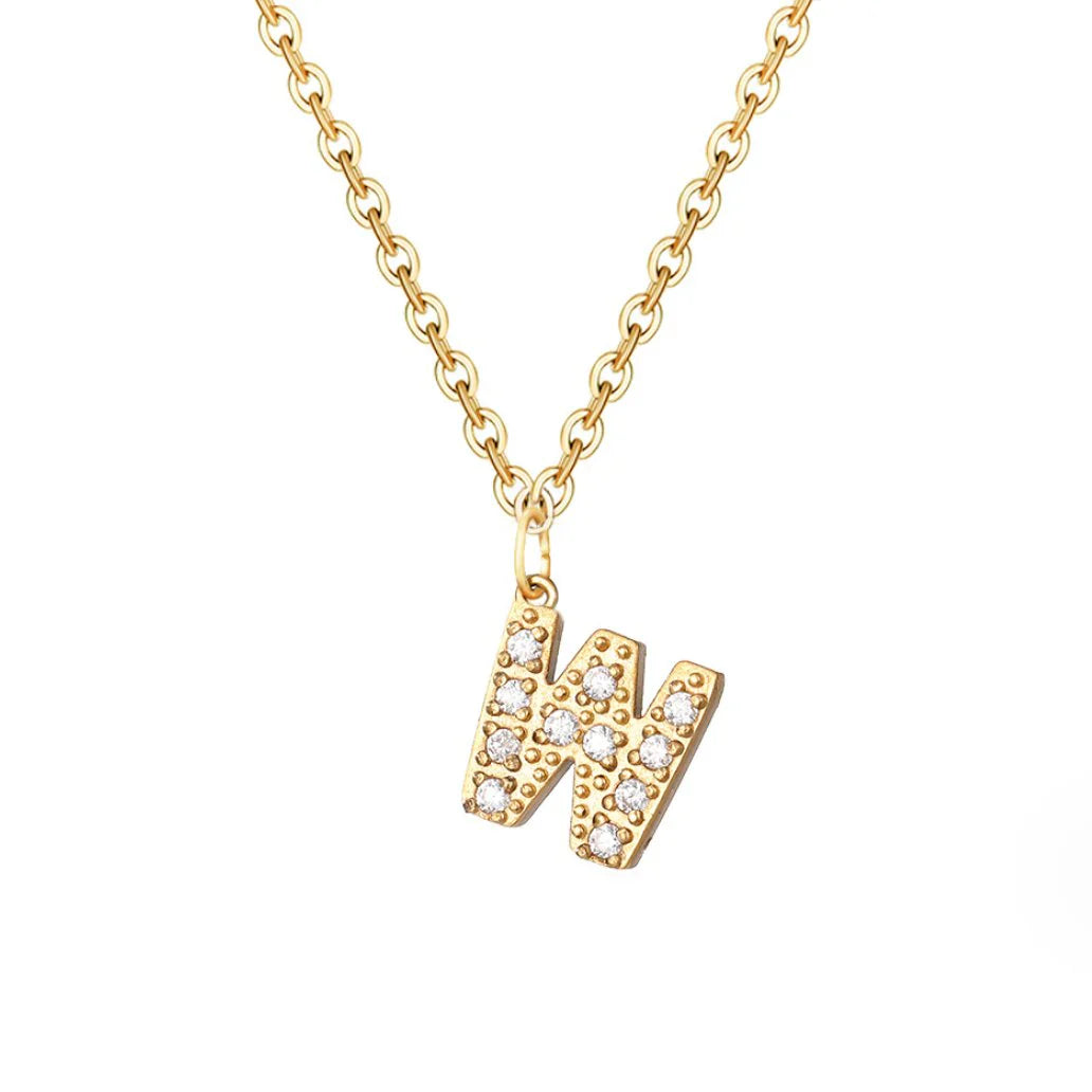 Vioraia Crystal Letter Charm Necklace