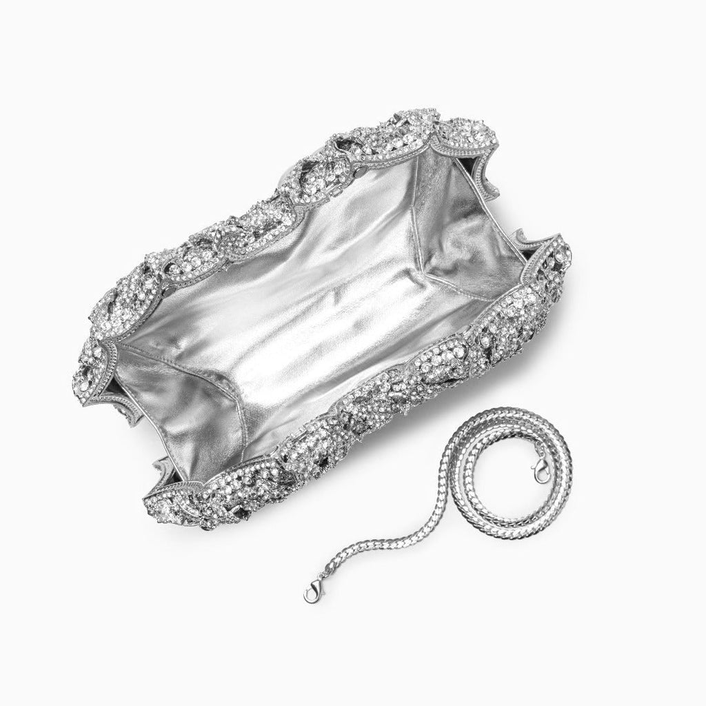 Vioraia Cecilia Rose Clutch Bag - Silver