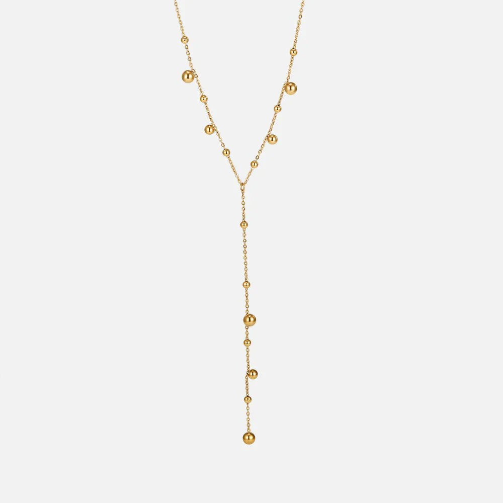 Vioraia Lovi Gold Beads Tassel Necklace
