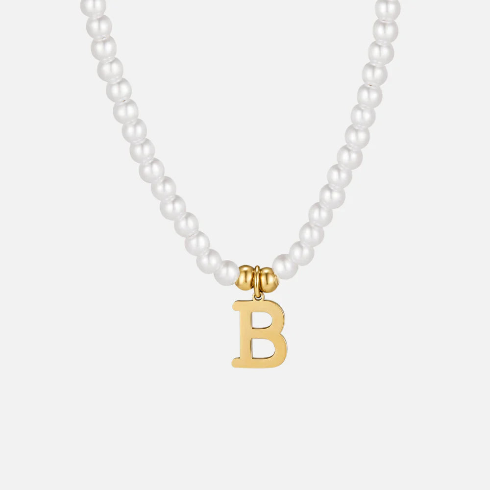 Vioraia Letter Pearl Necklace
