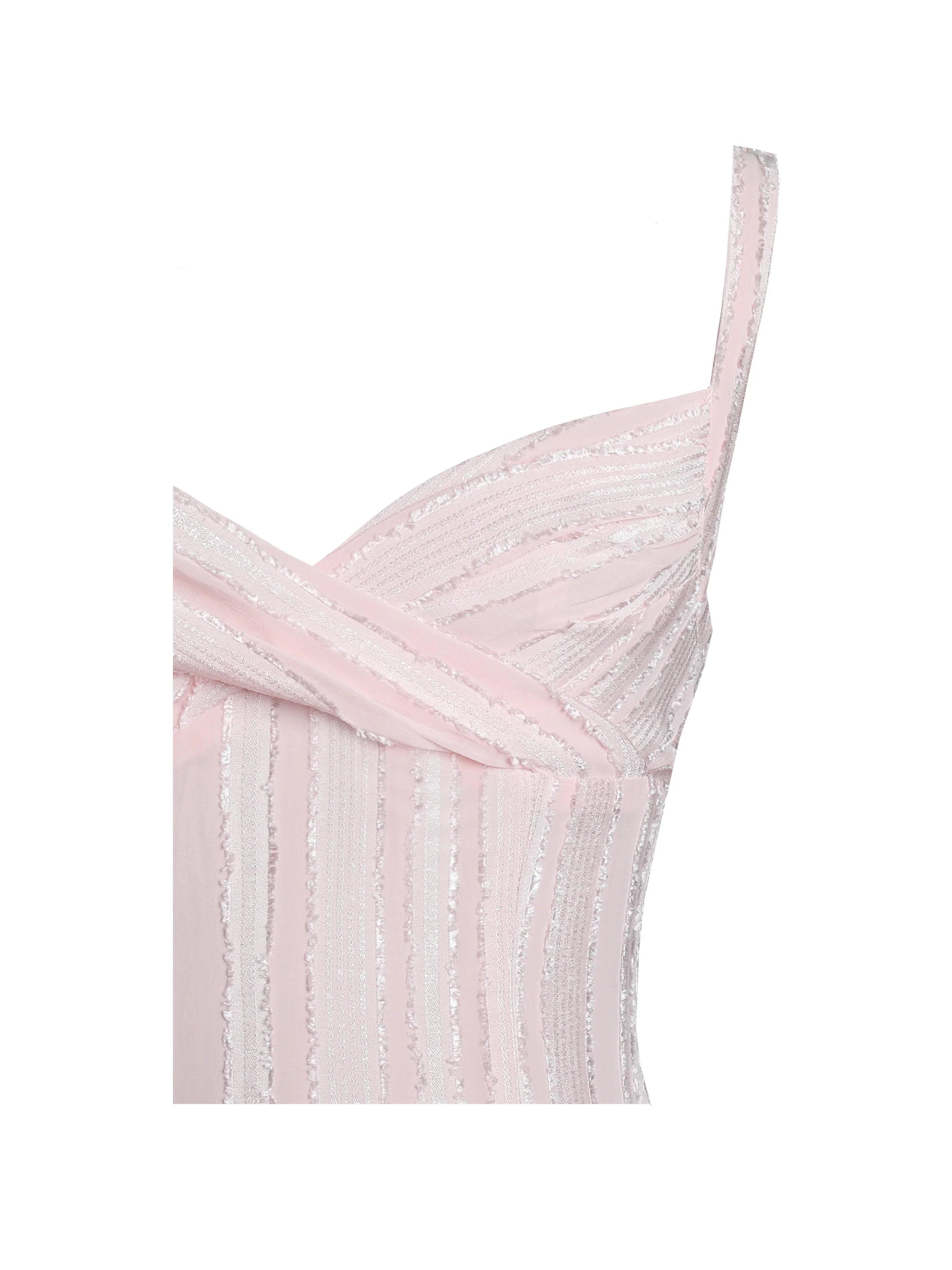 Mallory Baby Pink Stripe Jacquard High Slit Gown