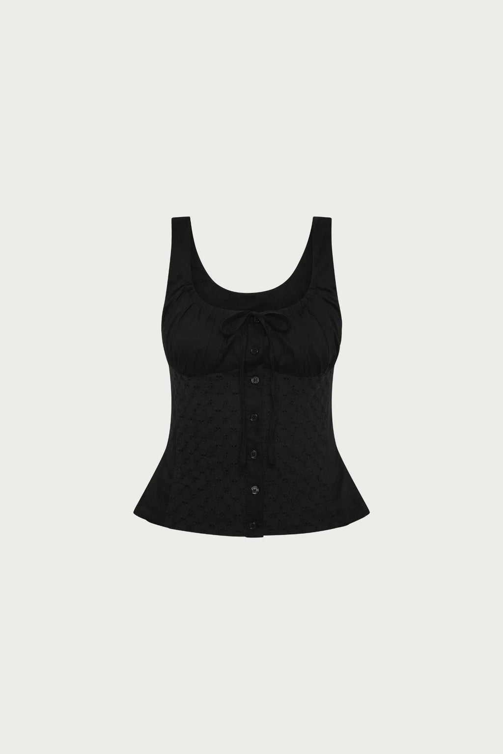 Peplum Embroidered Top | Black