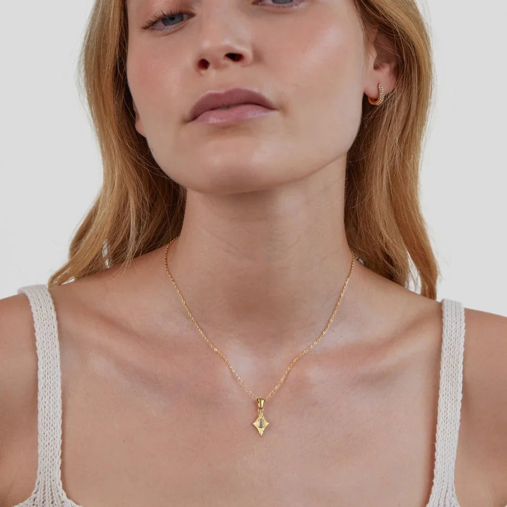 Vioraia Luna White Opal Gold Necklace