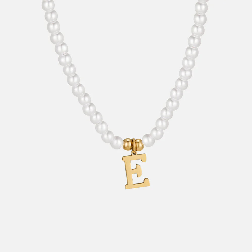 Vioraia Letter Pearl Necklace