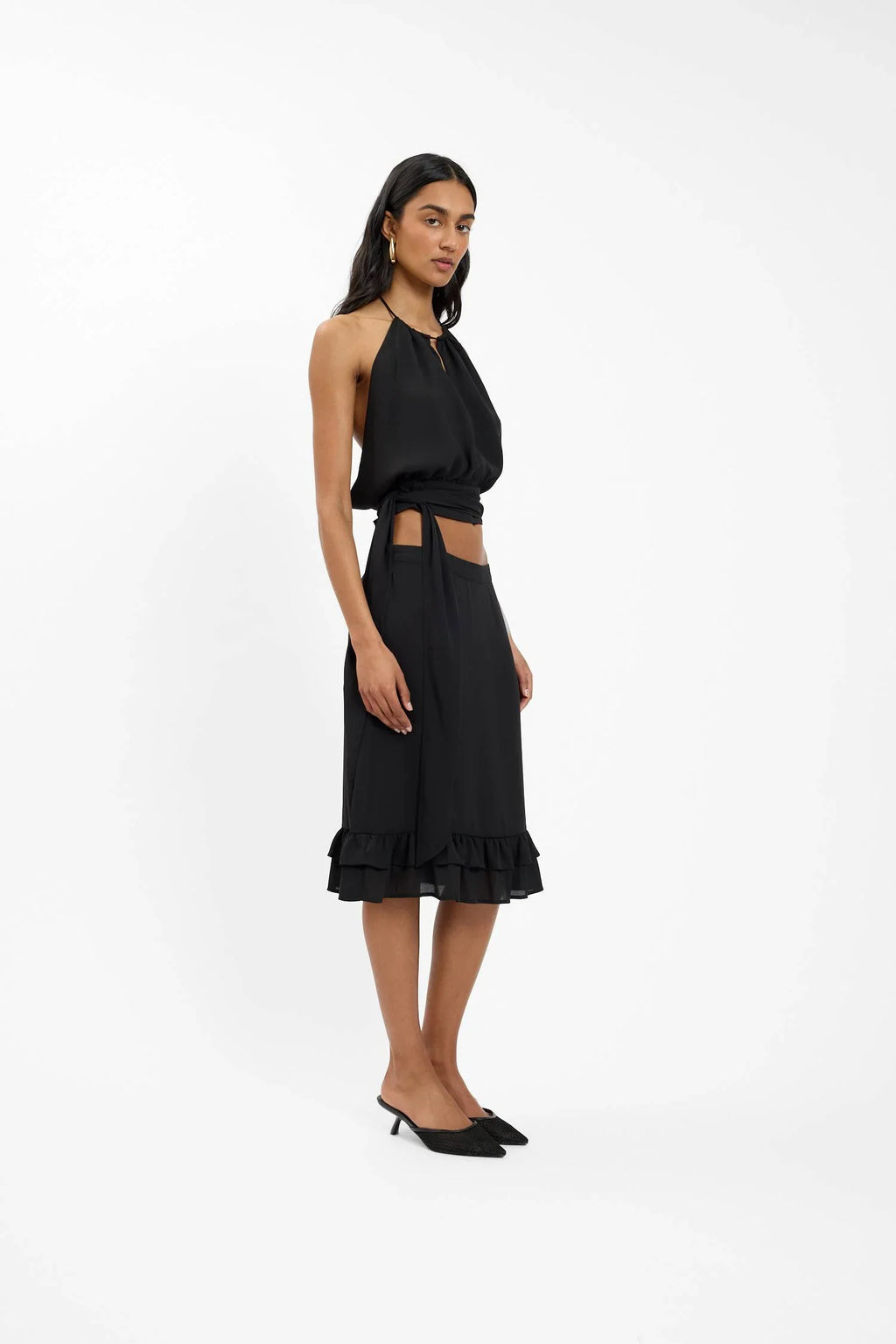 Frill Midi Skirt | Black