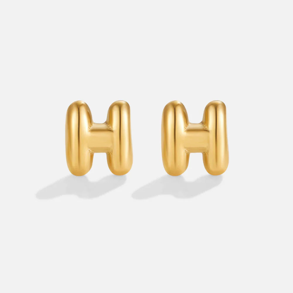 Vioraia Gold Bubble Letter Earrings