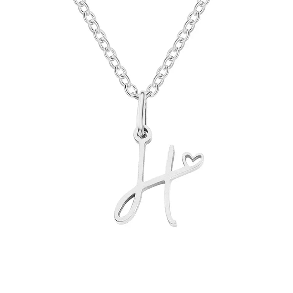 Vioraia Silver Letter Heart Necklace