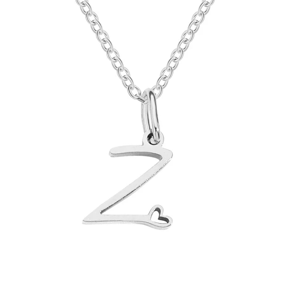 Vioraia Silver Letter Heart Necklace