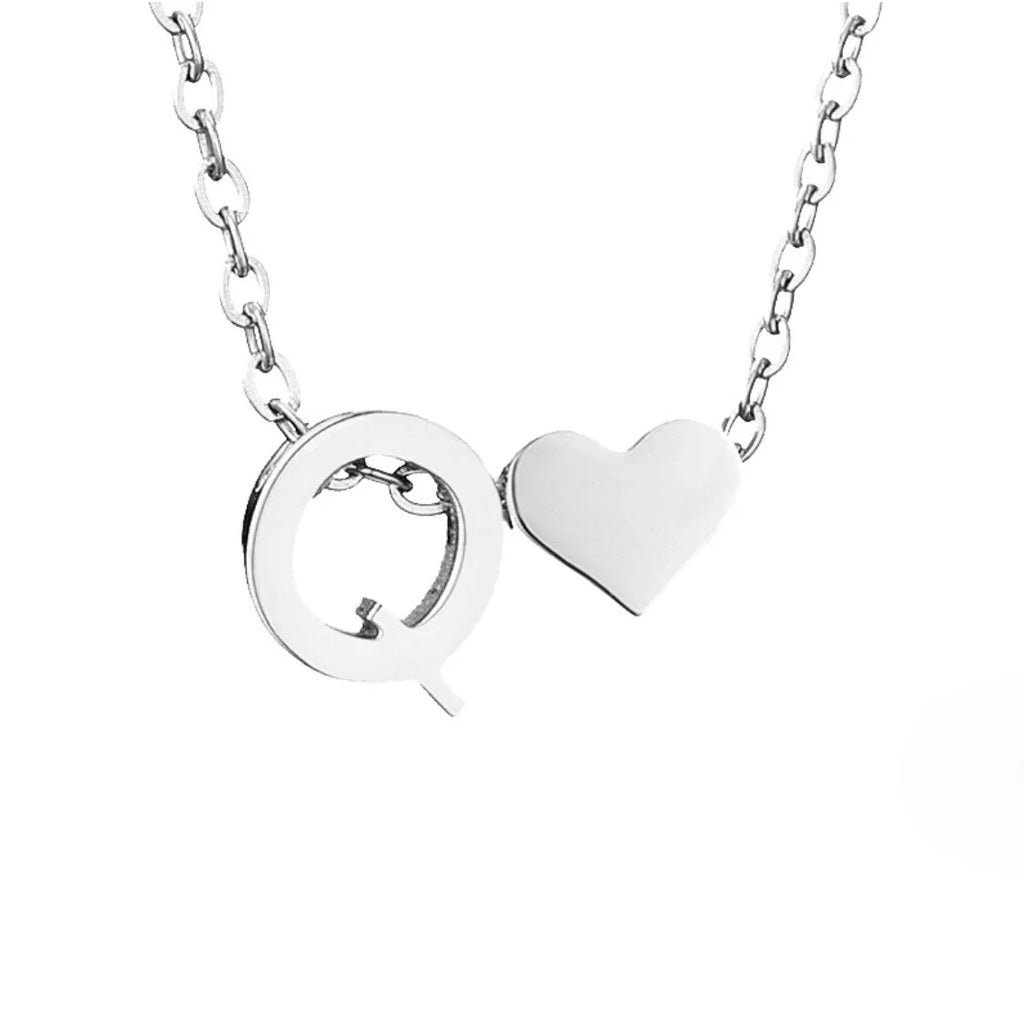 Vioraia Forever Love & Letter Silver Necklace
