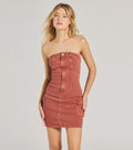 Charming Attitude Strapless Bodycon Denim Mini Dress