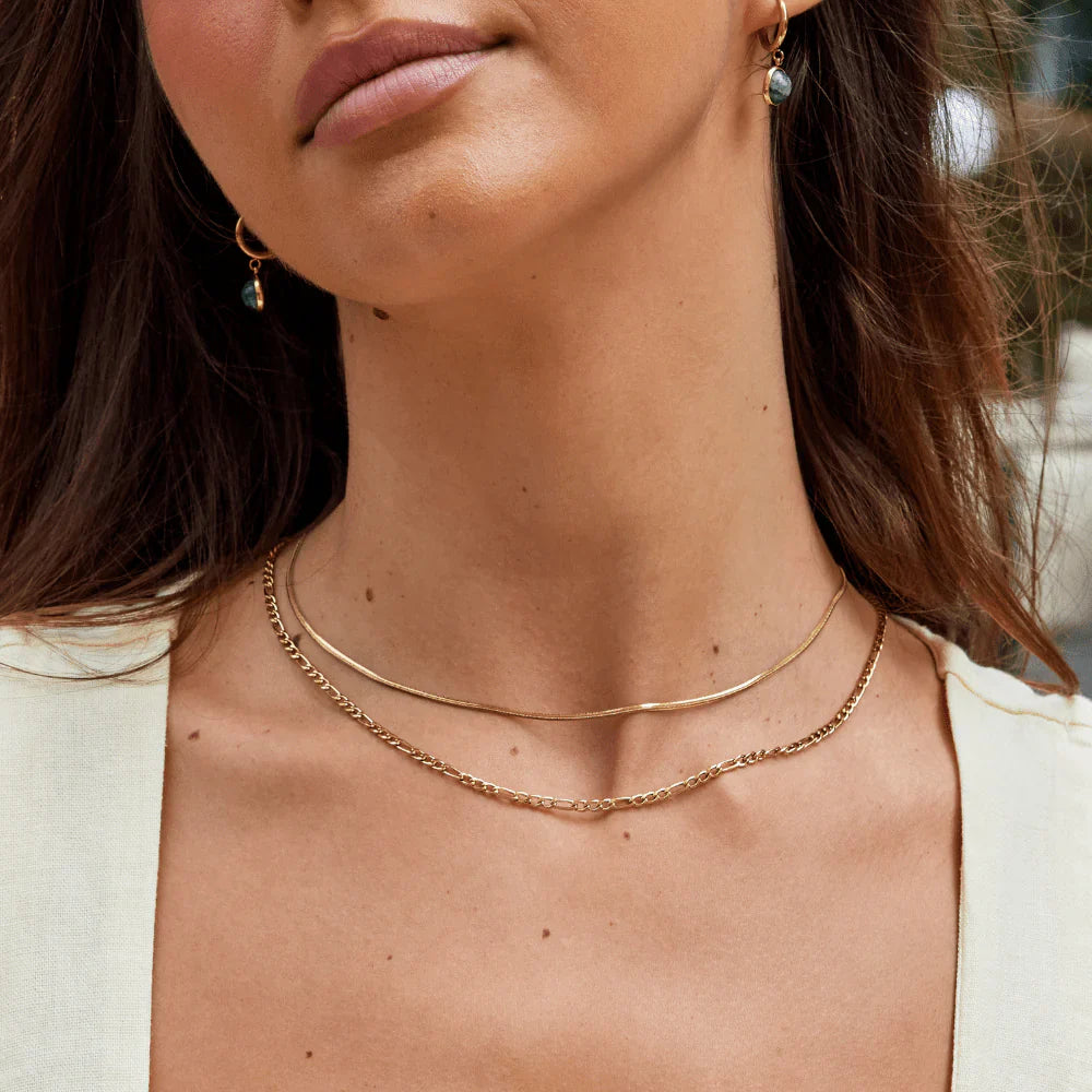 Vioraia Layered Figaro Chain Necklace
