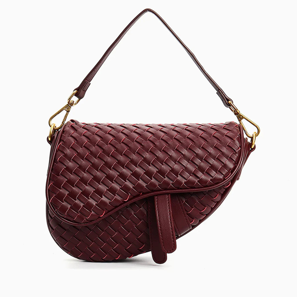 Vioraia Madelyn Woven Saddle Bag