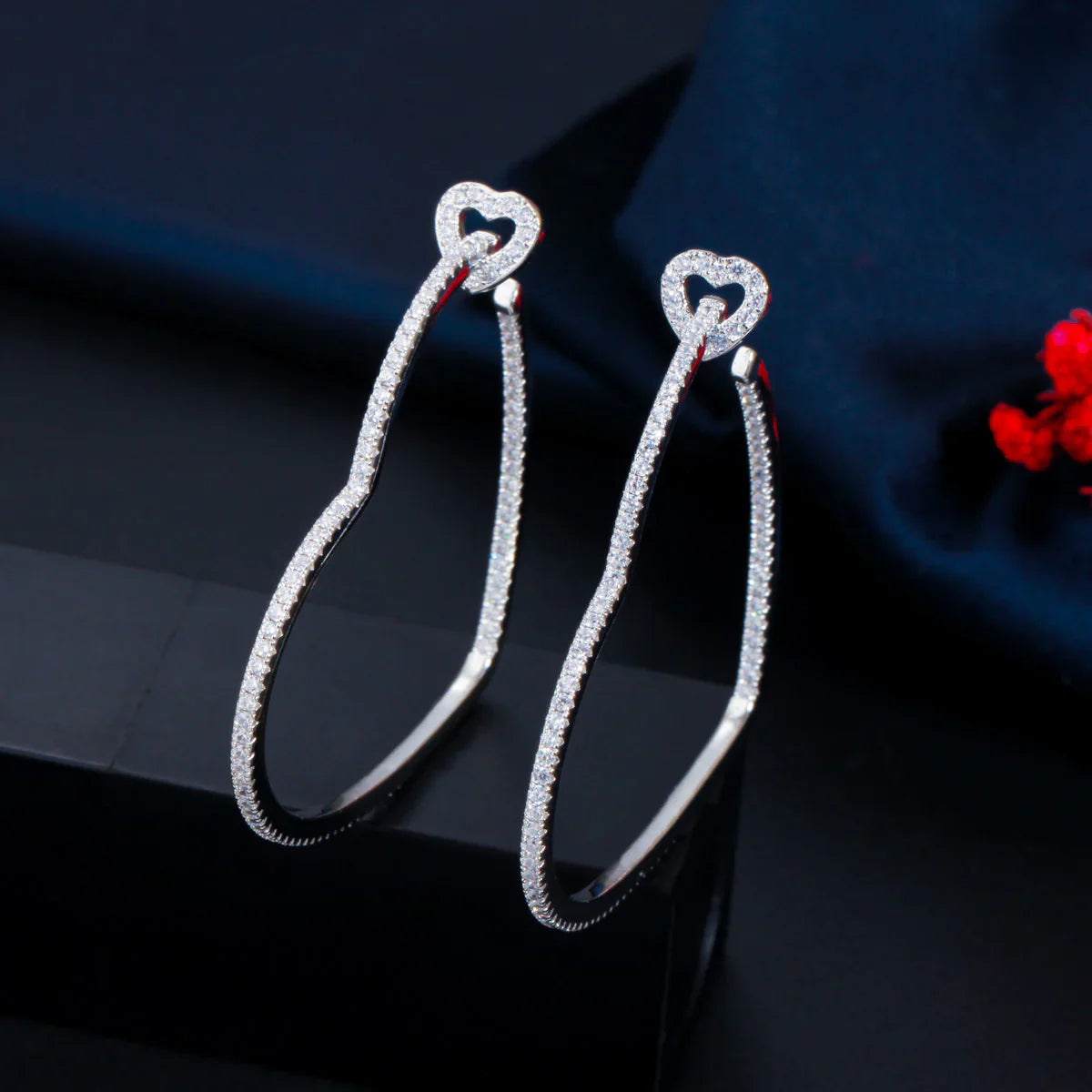 Vioraia Sparkling Love Hoop Earrings