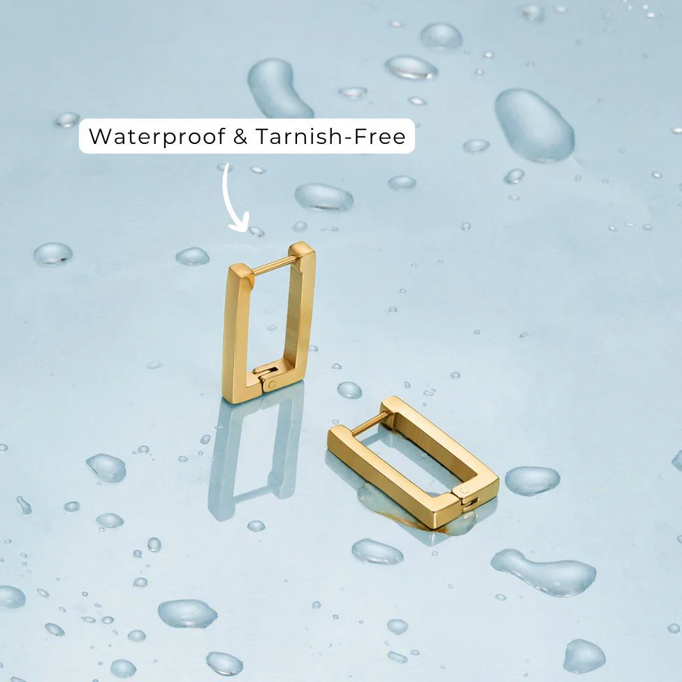 Vioraia Gold Rectangle Hoop Earrings