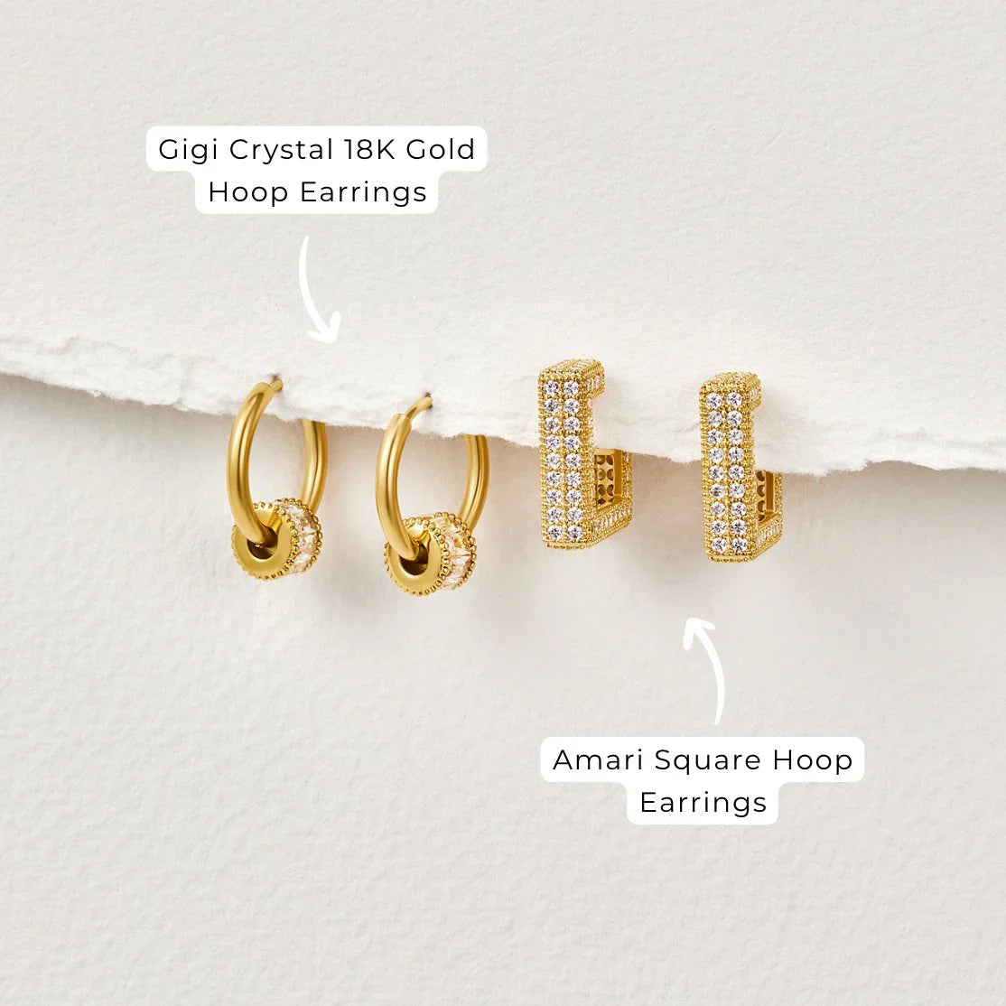 Vioraia Gigi Crystal 18K Gold Hoop Earrings