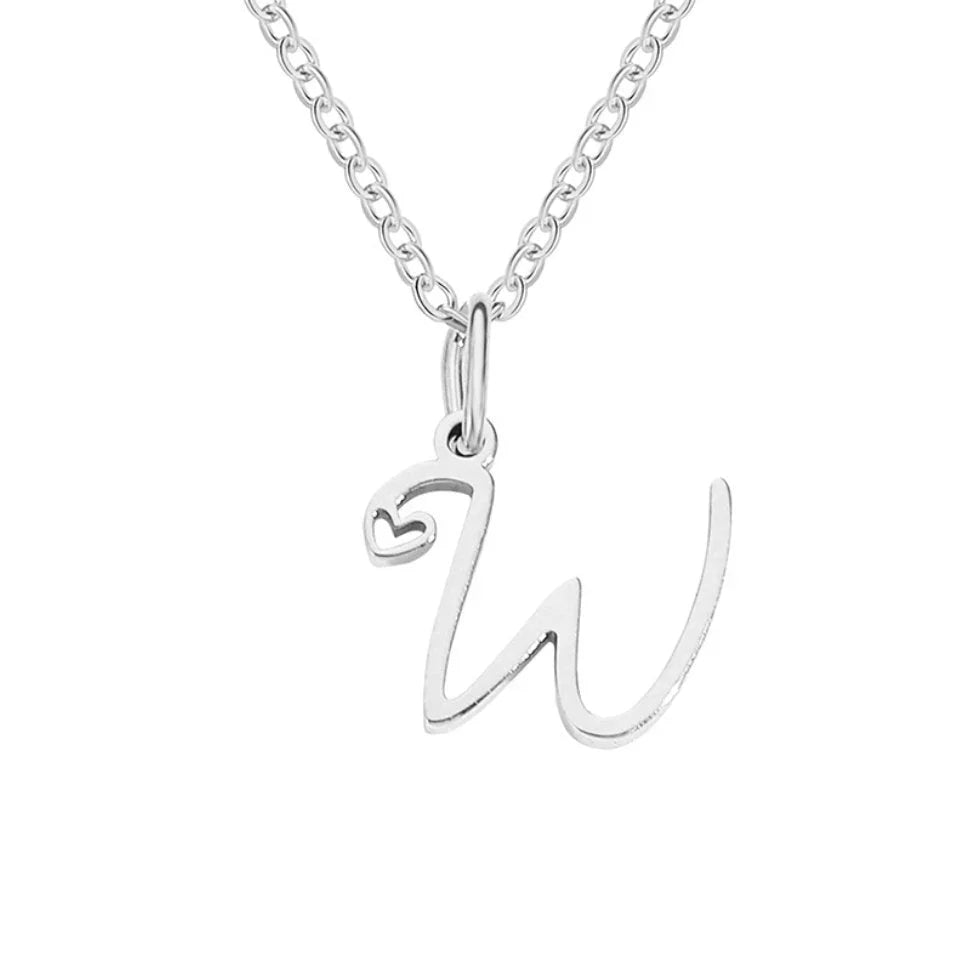 Vioraia Silver Letter Heart Necklace