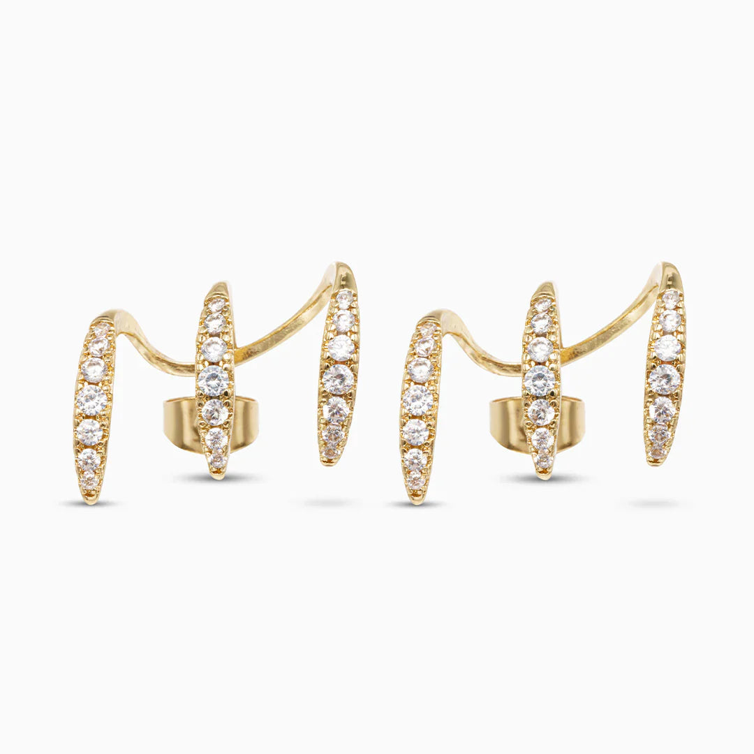 Vioraia Sparkling Three-Claw Earrings