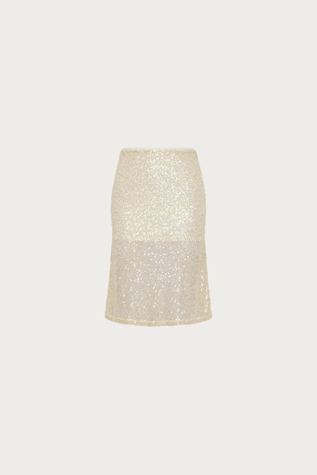 Midi Skirt | Mesh Ivory Sequin