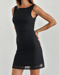 Zerrin Mini Dress in Textured Lace Black