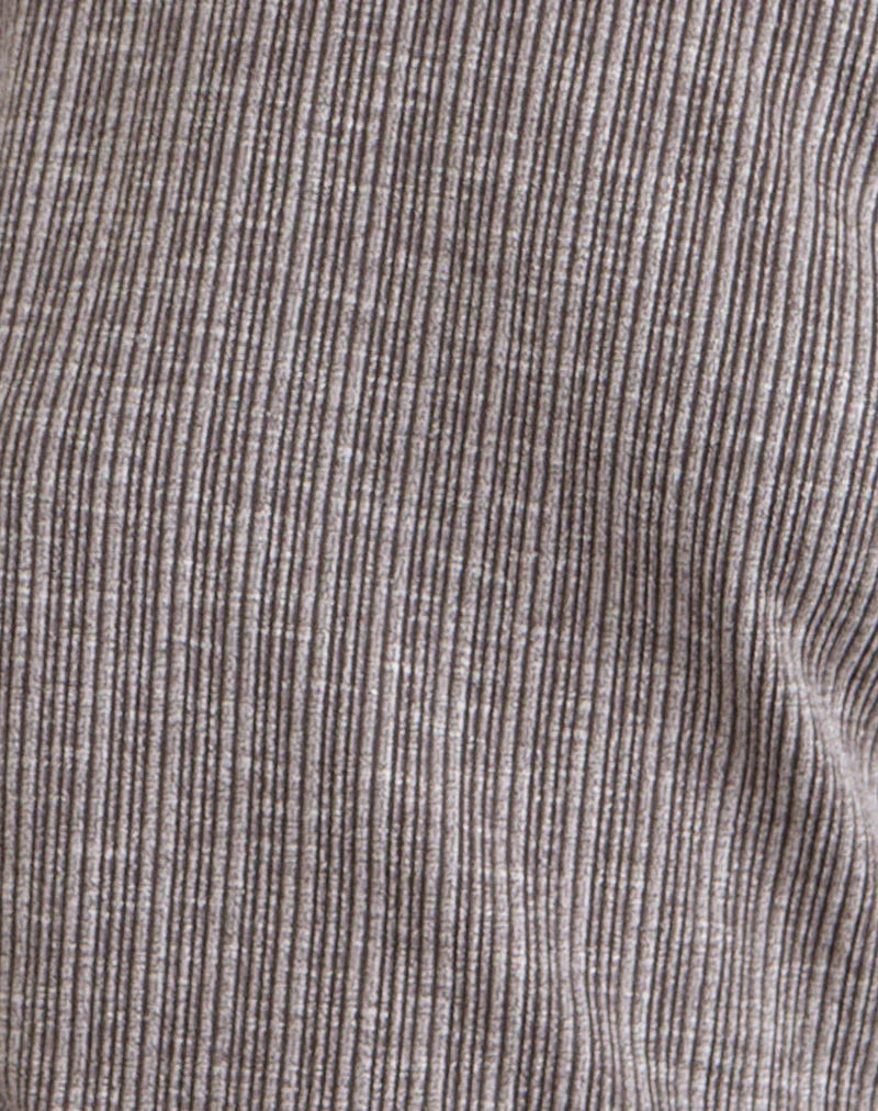 Amelita Mini Dress in Rib Knit Brown Grey