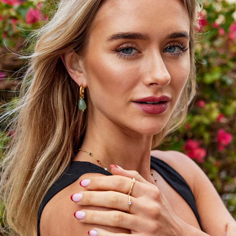 Vioraia Forest Green Teardrop Stone Earrings