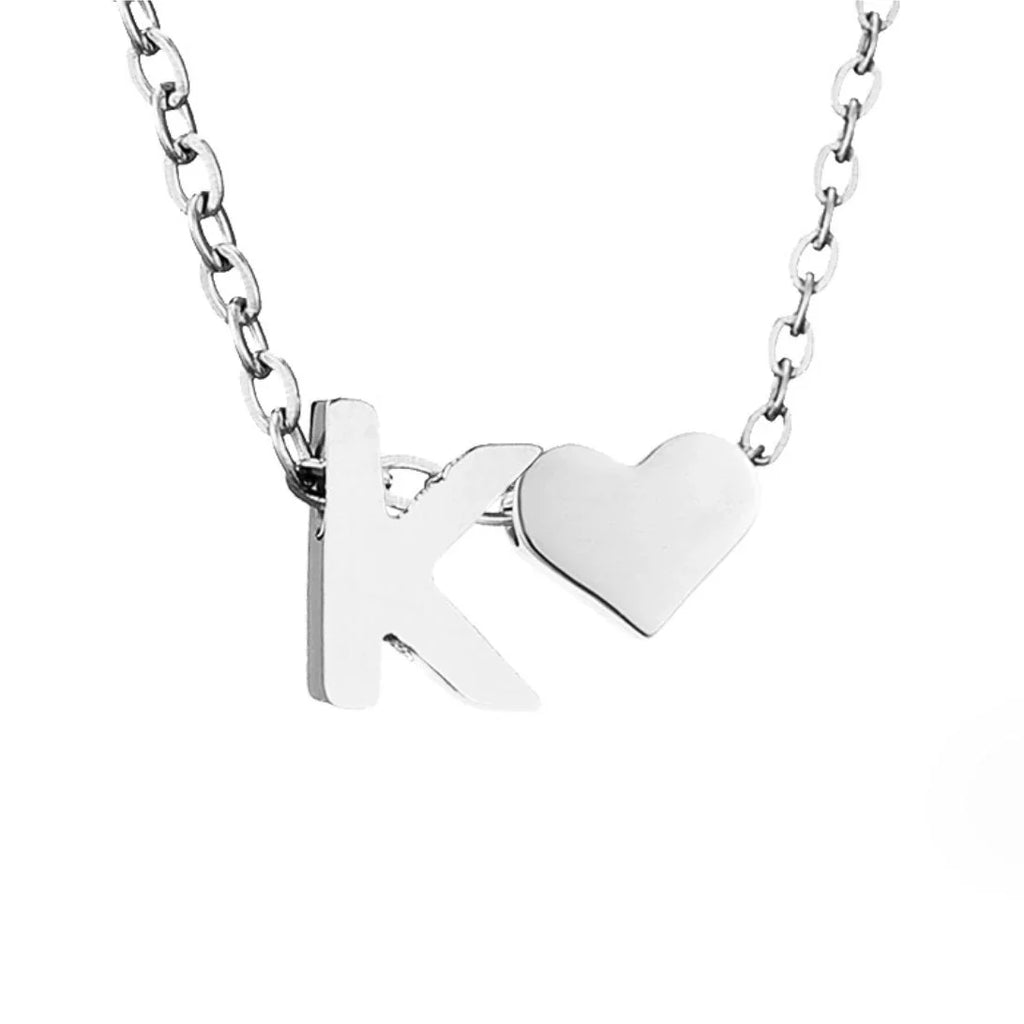 Vioraia Forever Love & Letter Silver Necklace