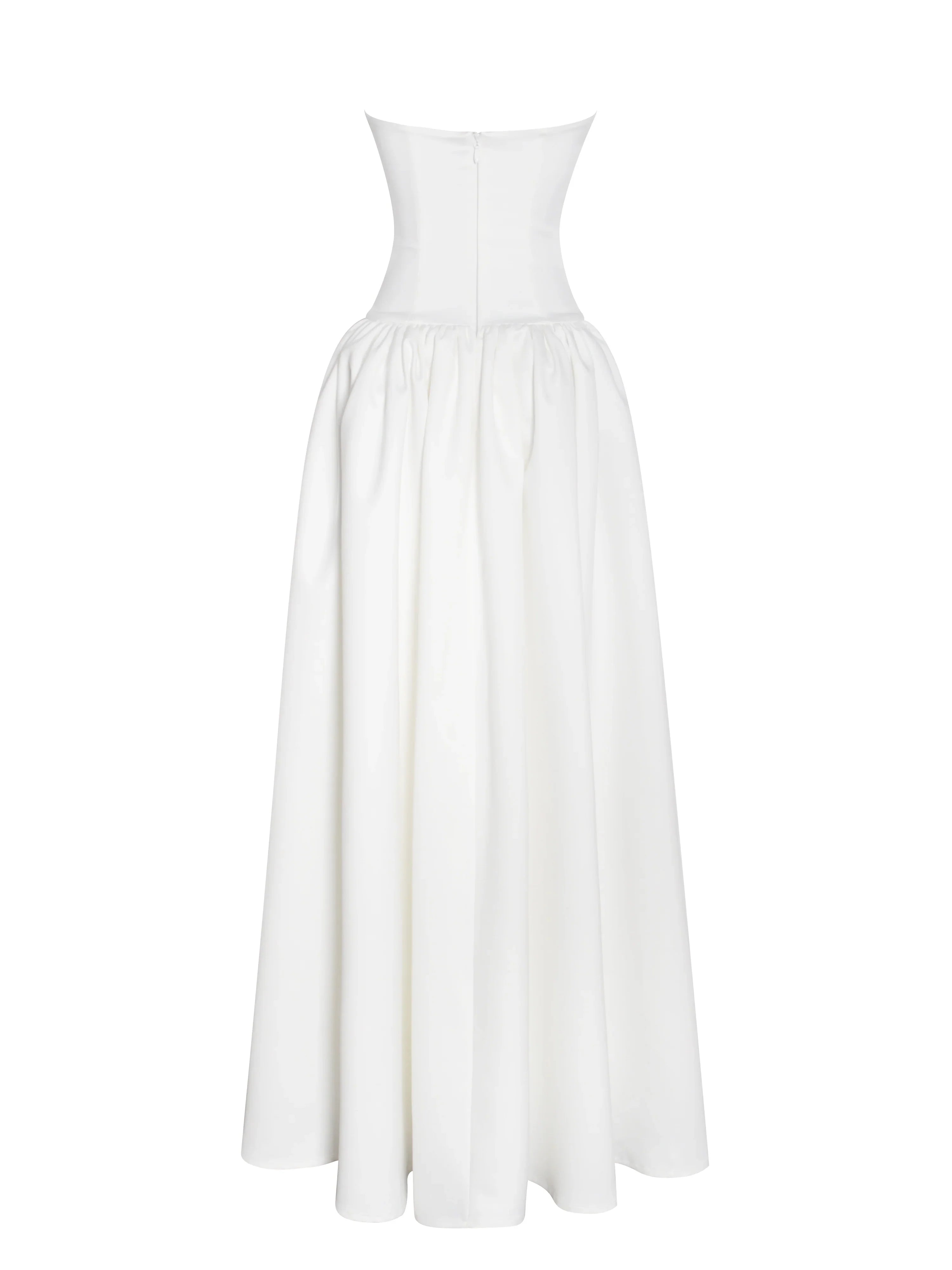 Umay White Drop Waist Satin Corset Bridal Gown