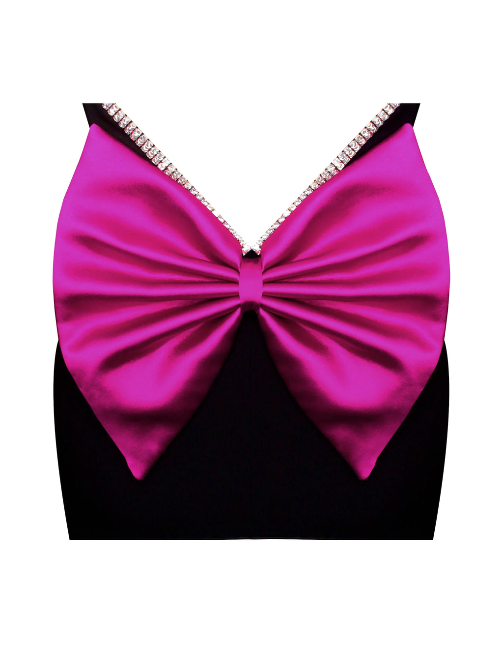 Flore Black Crystal Straps Backless Gown With Bow