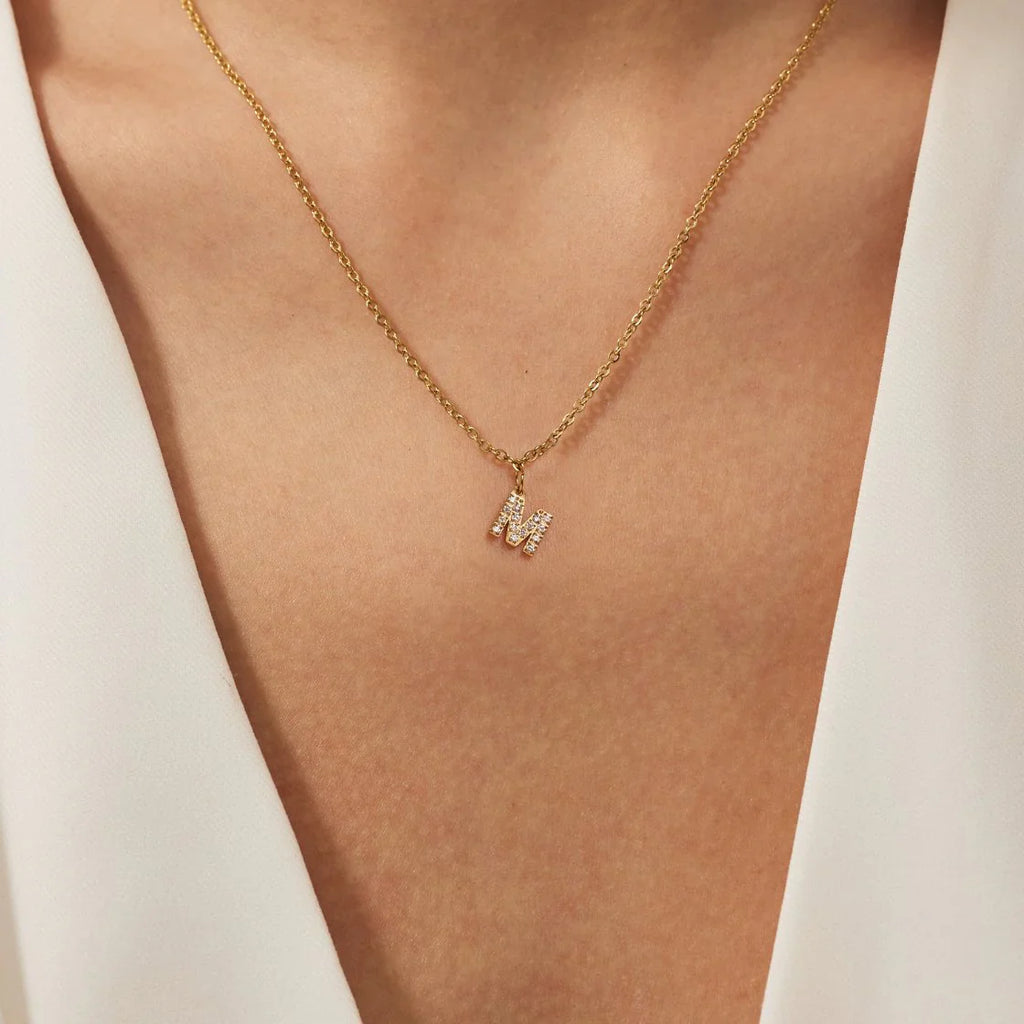 Vioraia Crystal Letter Charm Necklace