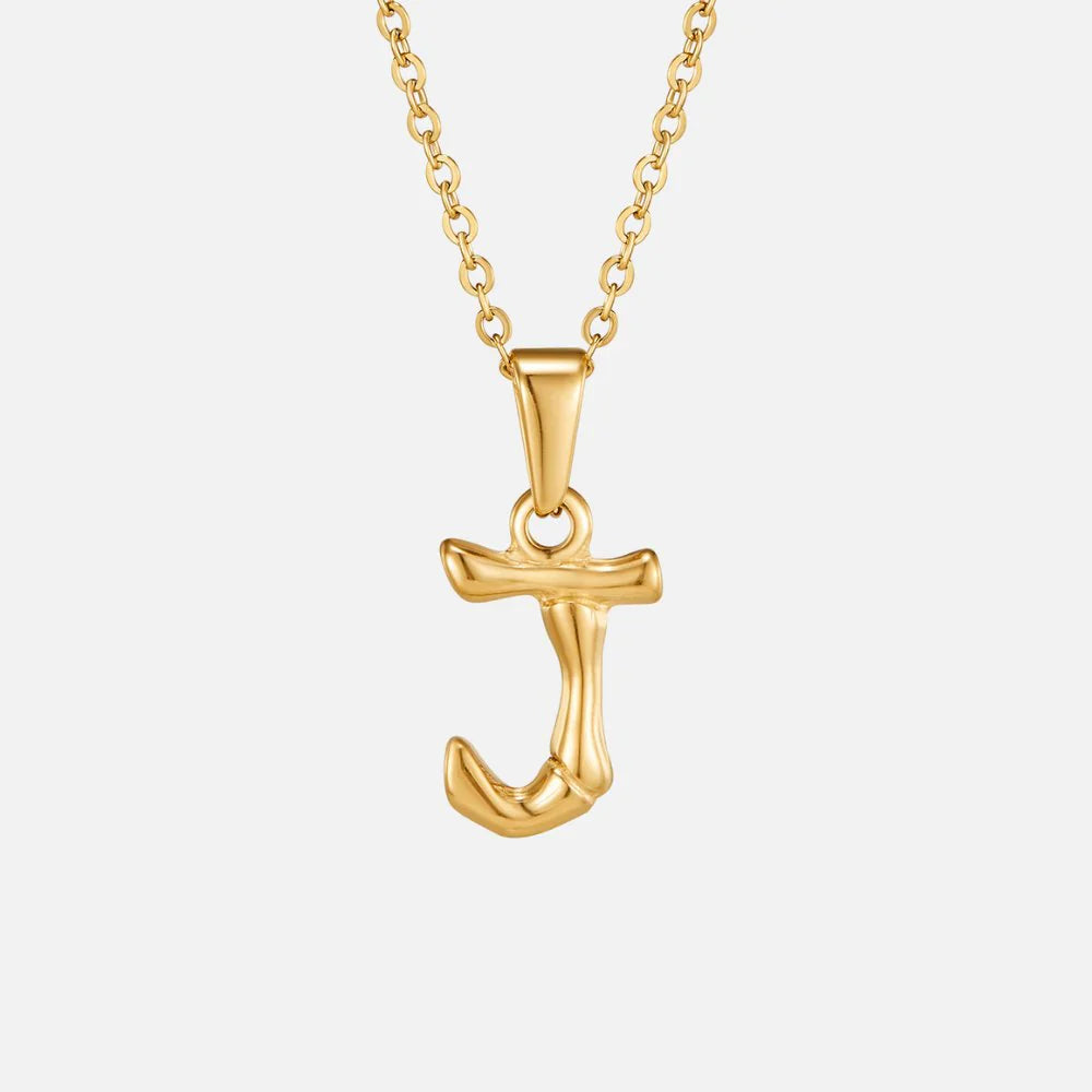 Vioraia Golden Bamboo Letter Pendant Necklace