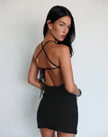 Yorozu Tie Back Mini Dress in Black