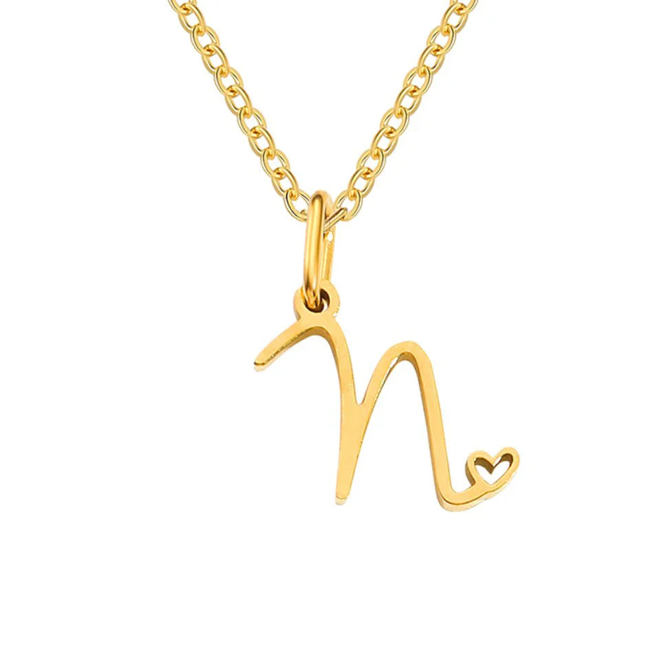 Vioraia Gold Letter Heart Necklace