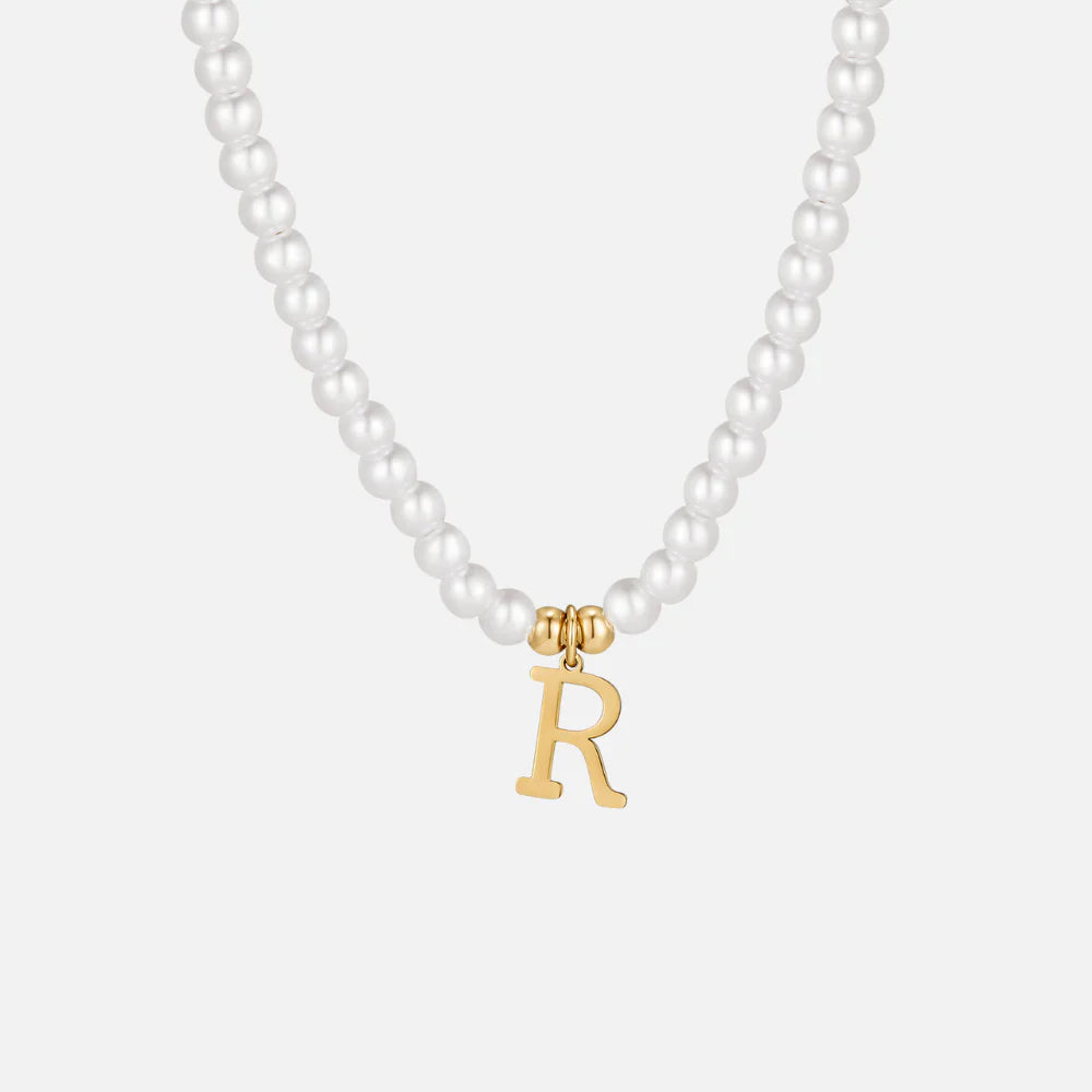 Vioraia Letter Pearl Necklace