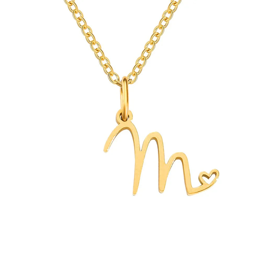 Vioraia Gold Letter Heart Necklace