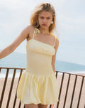 Daiwa Puffball Mini Dress in Poplin Lemon