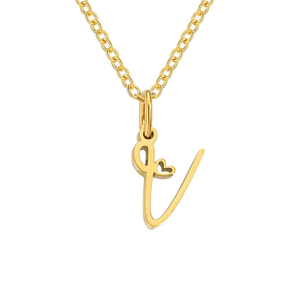 Vioraia Gold Letter Heart Necklace