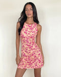 Ayana Backless Mini Dress in Dark Wild Flower Cantaloupe