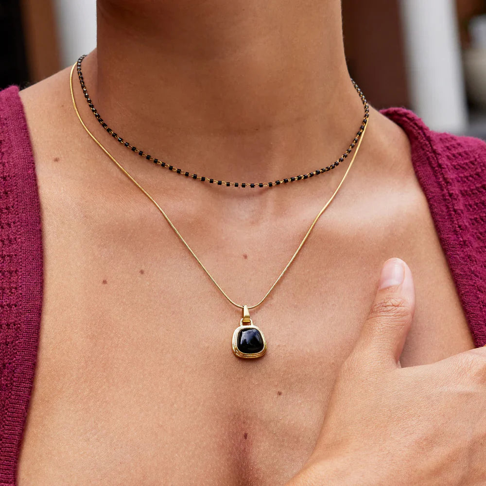 Vioraia Maisie Black Bead Necklace